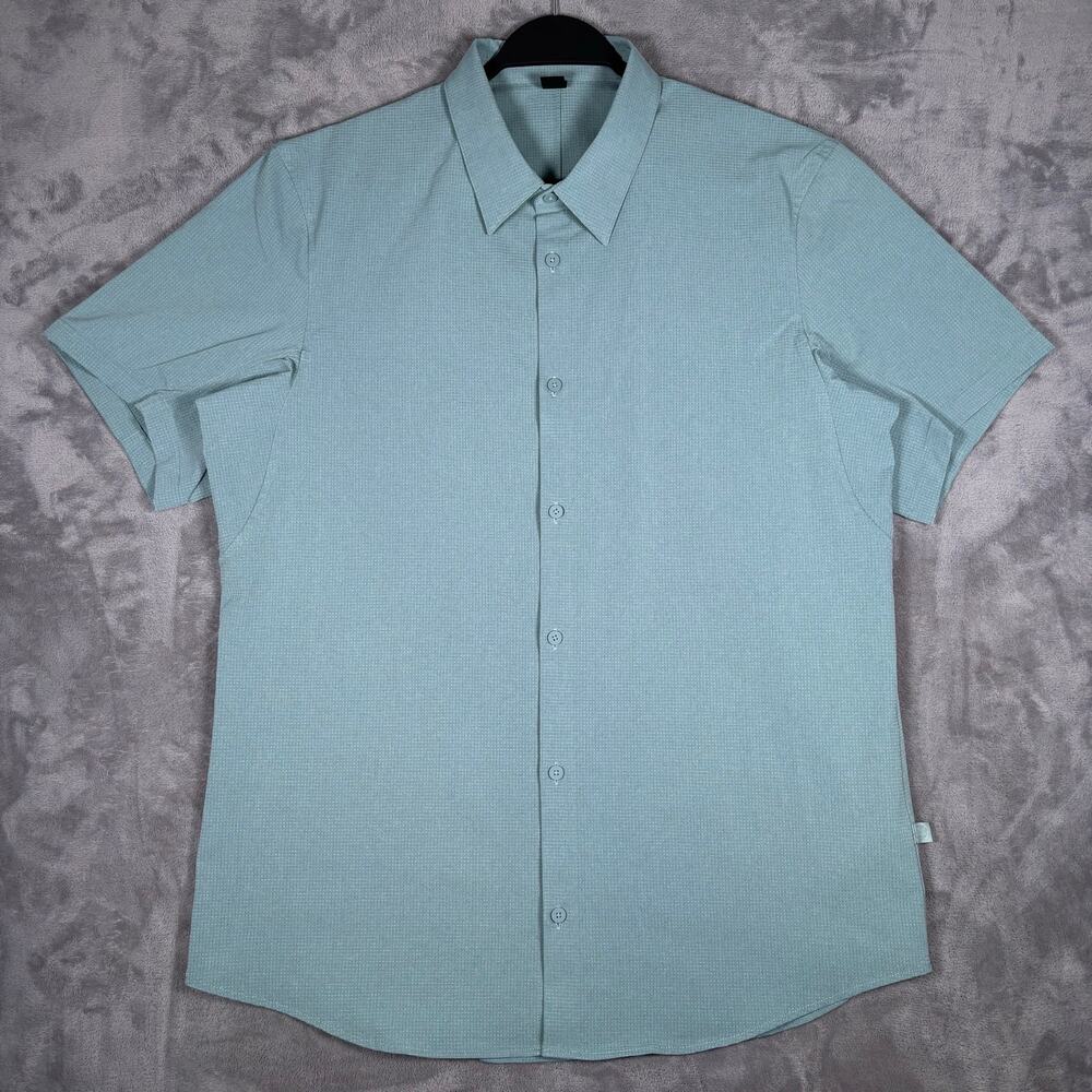Men’s Lululemon Airing Easy Style Teal Short Sleeve Button Down XL